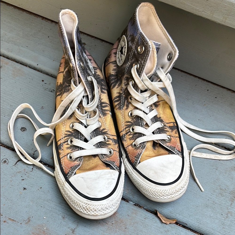 Converse High-Top Sneakers with Palm Tree Design